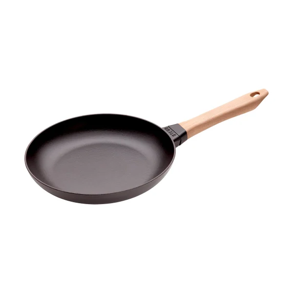 STAUB Staub Bratpfanne Gusseisen schwarz heller Holzgriff Ø26 cm