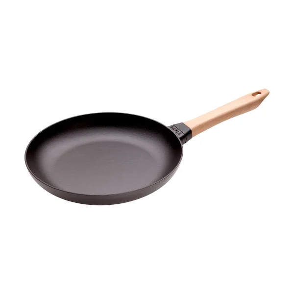 STAUB Staub Bratpfanne Gusseisen schwarz heller Holzgriff Ø28 cm