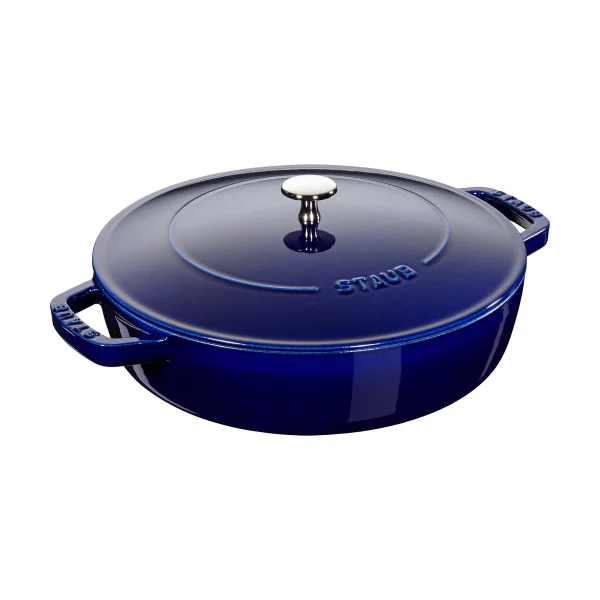 STAUB Staub Chistera tiefe Schmorpfanne Gusseisen Ø24 cm Dunkelblau