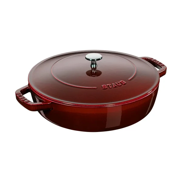 STAUB Staub Chistera tiefe Schmorpfanne Gusseisen Ø28 cm Granatrot