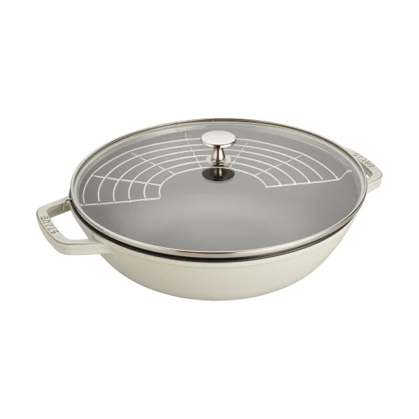STAUB Staub Wokpfanne Gusseisen mit Glasdeckel Ø30 cm White truffle