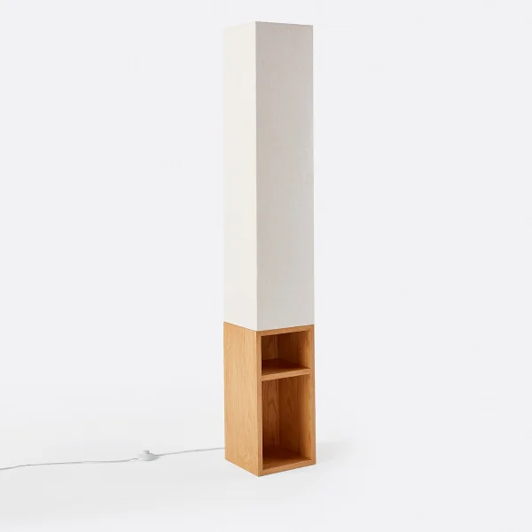 Stehlampe Archi, Mdf Mit Eichenfurnier Und Leinen