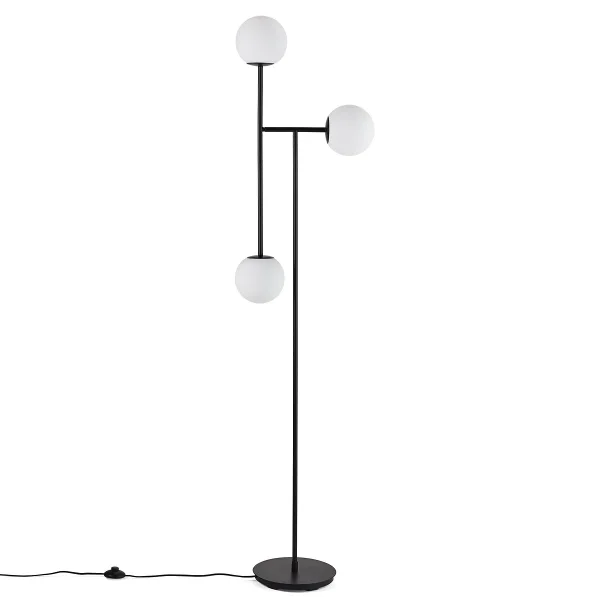 Stehlampe Atea, Stahl Und Opalglas