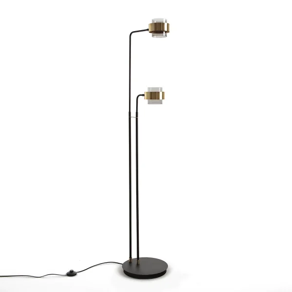 Stehlampe Botello, 2-flammig, Glas Und Eisen