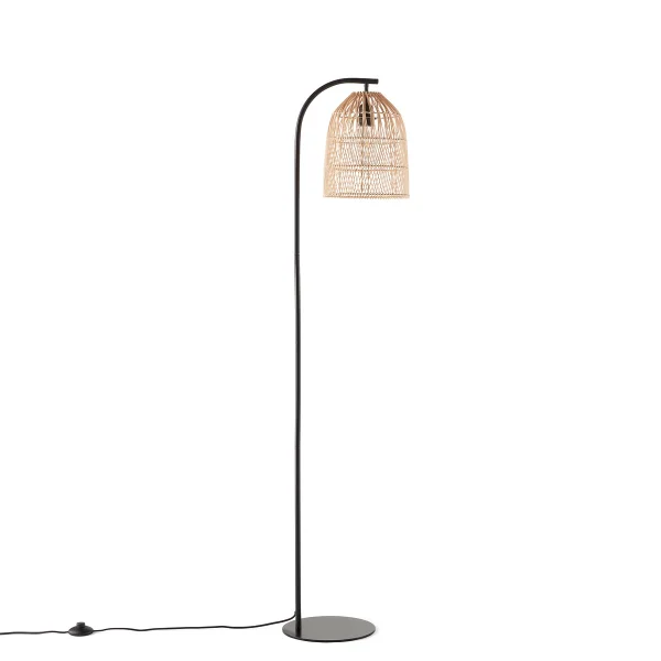 Stehlampe Dankia, Eisen Und Rattan