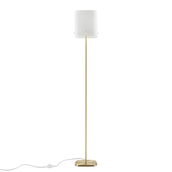 Stehlampe Danny, Messing Und Rillenglas