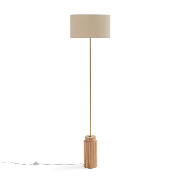 Stehlampe Idna, Eiche, Metall Und Leinen