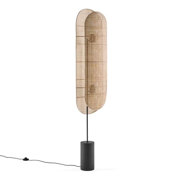 Stehlampe Lola, Stahl Und Rattangeflecht