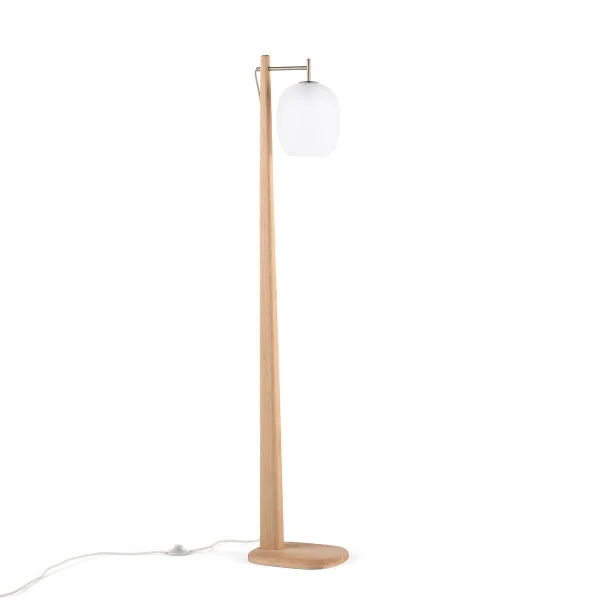 Stehlampe Navida, Eiche, Eisen Und Frostglas