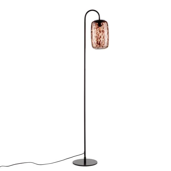 Stehlampe Toleco, Eisen Und Bernsteinfarbenes Glas