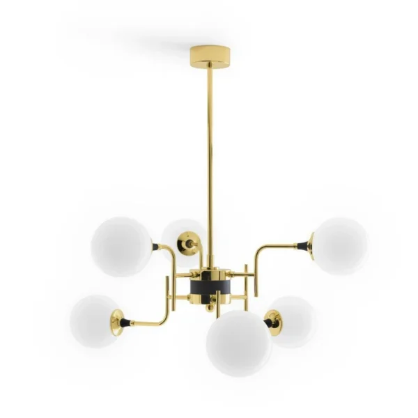 Stilnovo - Galassia LED-Hängelampe, goldfarben, 6-flg., 91cm