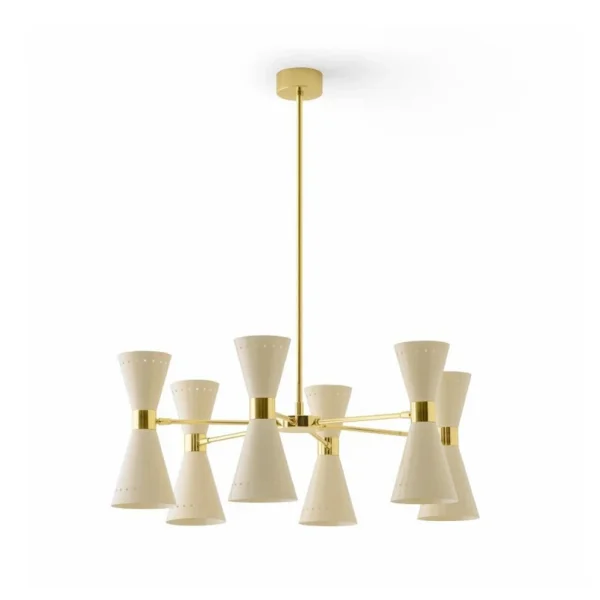 Stilnovo - Megafono Pendellampe, elfenbeinfarben, 12-flg.