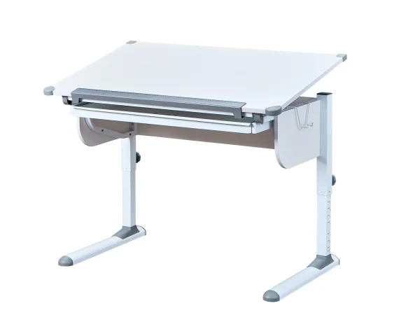 Stog Schreibtisch mit hebe/senk Platte und 1 Schubladen weiss und grau.