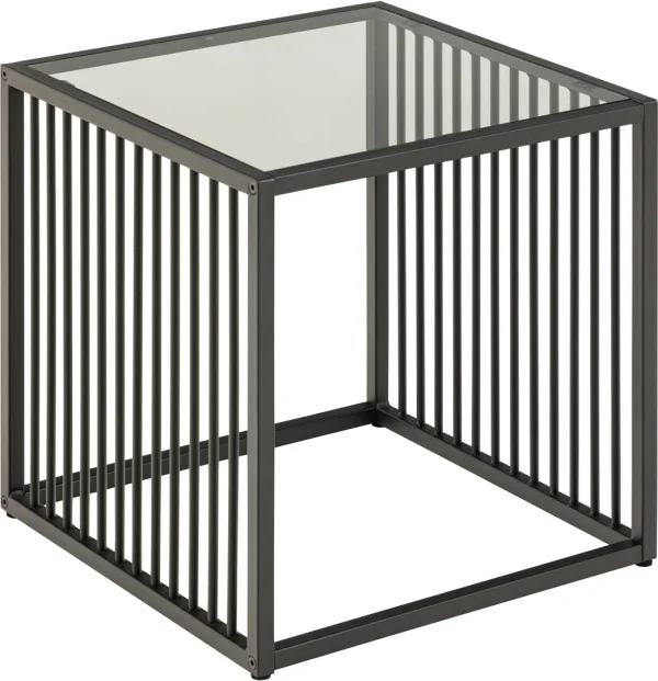 Strington Couchtisch Ecktisch 40x40x40cm Glas, grau.
