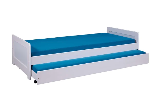 Surf Bett 90x200cm mit 1 ausziehbares Bett weiß.