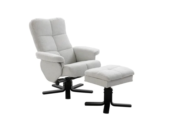Sven Sessel Recliner mit Hocker grau.
