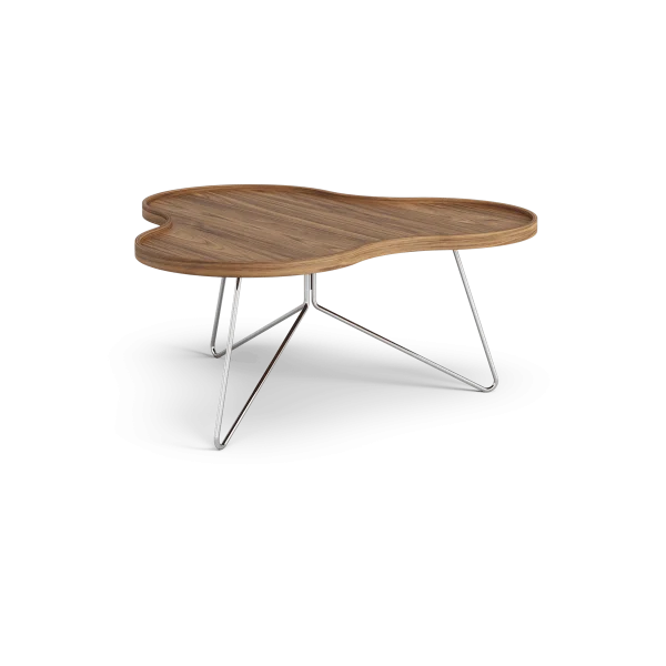 Swedese Flower mono Tisch Special Edition 84x90 cm H39 cm-lackiert Walnuss-verchromter Stahl