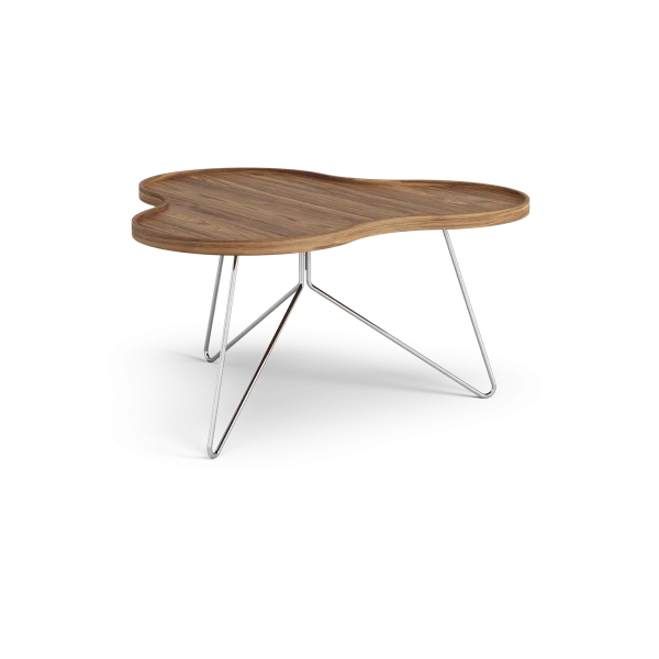 Swedese Flower mono Tisch Special Edition 84x90 cm H45 cm-lackierte Walnuss-verchromter Stahl