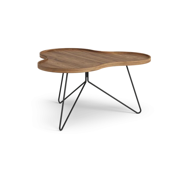 Swedese Flower mono Tisch Special Edition 84x90 cm H45 cm-lackiertes Walnuss-schwarz lackierter Stahl