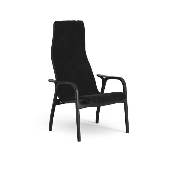 Swedese Lamino Sessel Schaffell black, Buche schwarz gebeizt