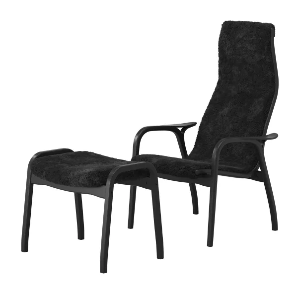 Swedese Lamino Sessel und Fußbank Black Edition Schwarz