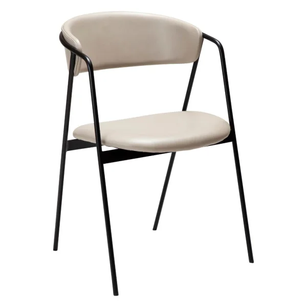 Swell Esszimmerstuhl mit Armlehnen PU-Kunstleder hellgrau.