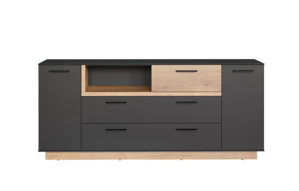 Synnax Sideboard 2 Türen, 2 Klaptüren, 1 Schublade, 1 Ablage grau,Eiche dekor.