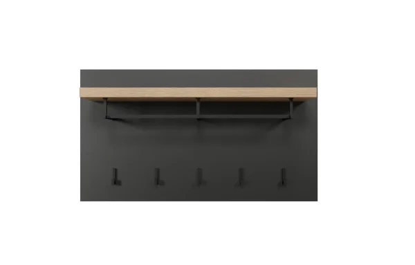 Synnax Wandgarderobe 1 Ablage, Kleiderstange, 5 Kleiderhaken grau,Eiche dekor.