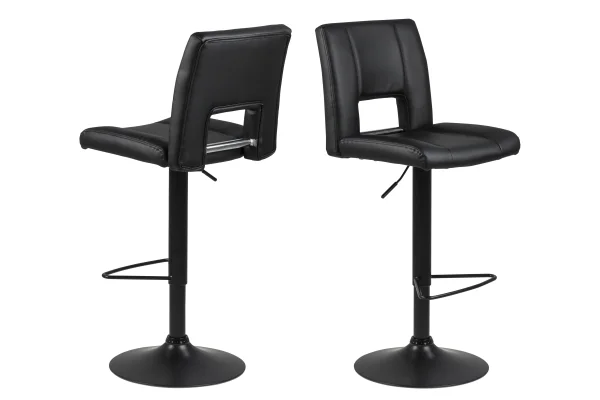 Sys Barhocker mit Gasdruckfeder in schwarzen Kunstleder mit schwarzen Fuss.