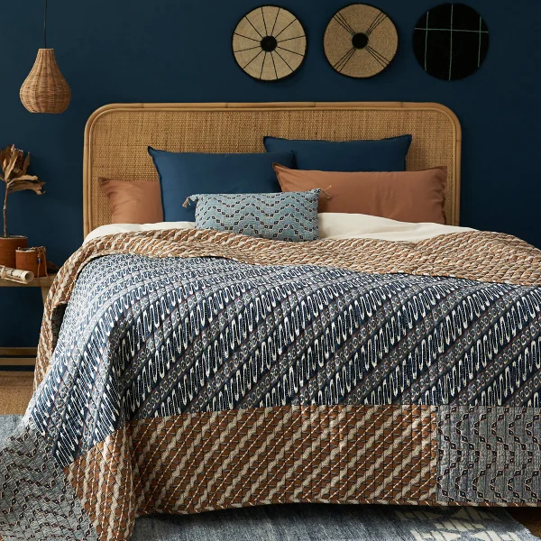 Tagesdecke Midako, Kantha-stil, Vorgewaschene Baumwolle 180 x 230 cm