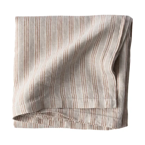 Tell Me More Tell Me More Leinentischtuch 145x145 cm Hazelnut stripe