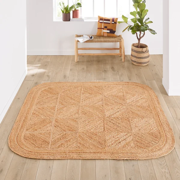 Teppich Aftas, Jute, Quadratisch Mit Abgerundeten Ecken