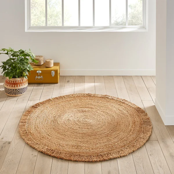 Teppich Aftas, Jute, Rund Mit Fransen