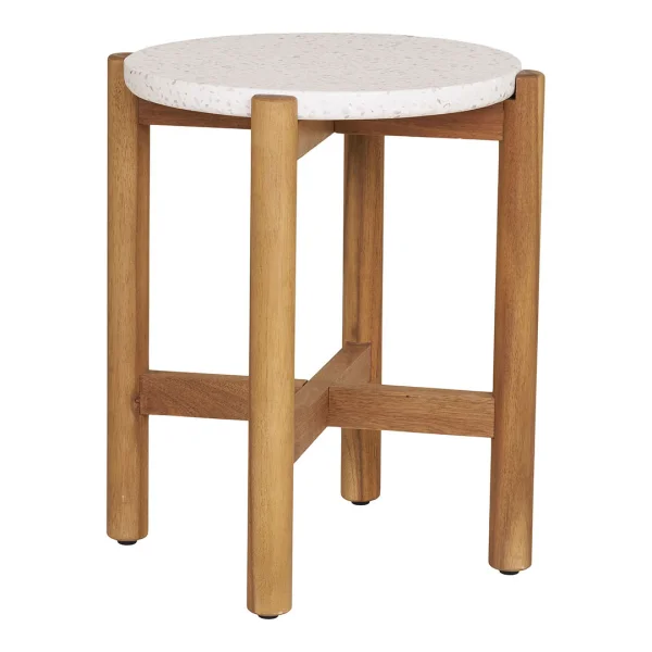 Terracina Beistelltisch Ø37cm Natur, weiß.