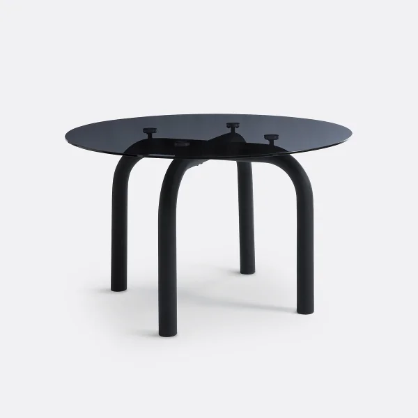 Tisch Polly Für 4 Pers., Rauchglas Und Stahl