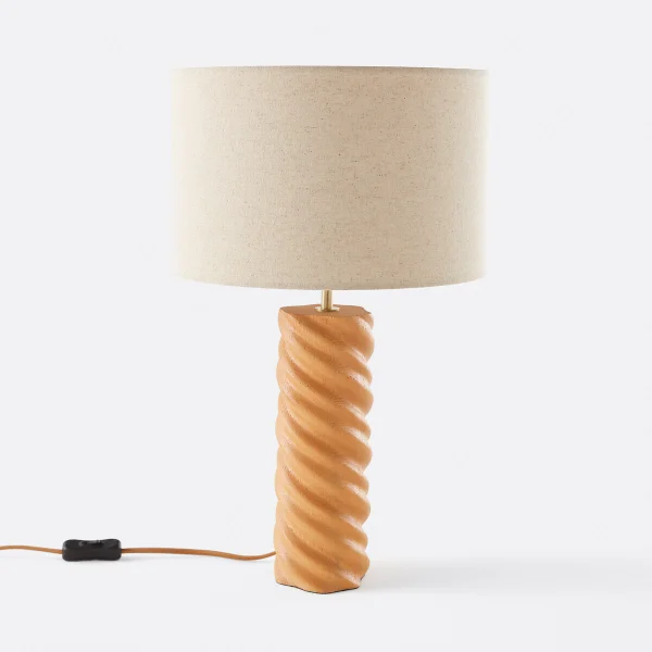 Tischlampe Dehen, Eiche Und Leinen