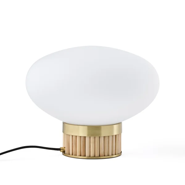 Tischlampe Dolce, Messing, Bambus Und Opalglas