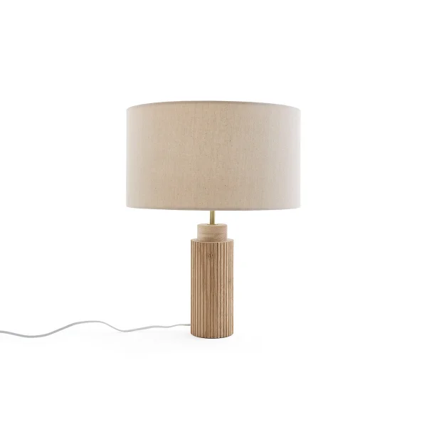 Tischlampe Idna, Eiche, Eisen Und Leinen