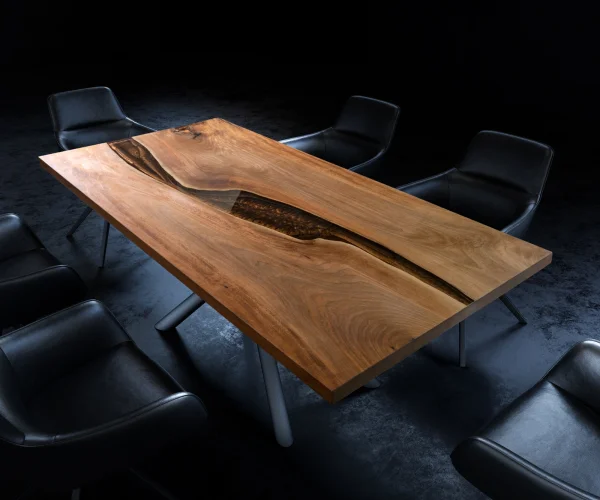 Tischplatte Walnuss Natur 200 cm Epoxid braun Metallic Unikat Nr. 32335