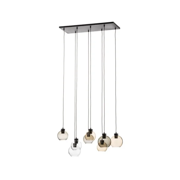 TK Lighting - Cubus 8 Pendelleuchte Clear/Smoke/Amber Euluna