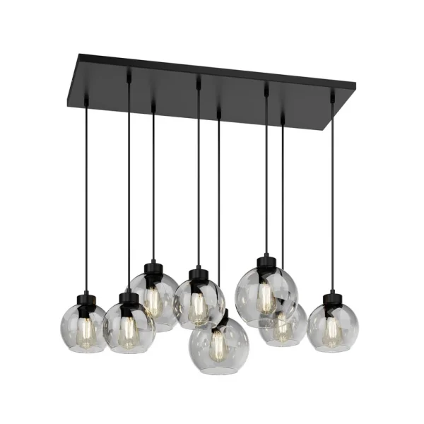 TK Lighting - Cubus Hängelampe 95 cm lang8-flammig rauchgrau Glas