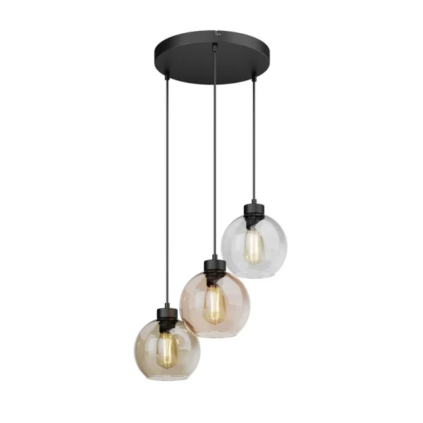 TK Lighting - Cubus Hängeleuchte Ø 50 cm 3-flammig klar/honig braun Glas