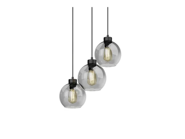 TK Lighting - Hängeleuchte Cubus, Ø 50 cm, 3-flammig, rauchgrau, Glas