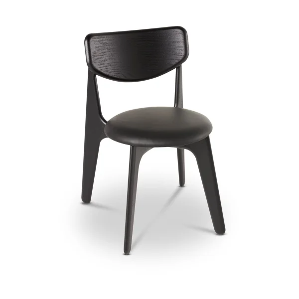 Tom Dixon Slab Esszimmerstuhl gepolsterter Sitz Black oak-black leather