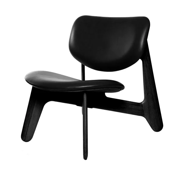 Tom Dixon Slab Loungesessel gepolsterter Sitz Black ash-black leather