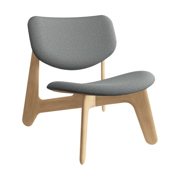 Tom Dixon Slab Loungesessel gepolsterter Sitz Natural brushed oak-Hallingdal 0130 mid grey