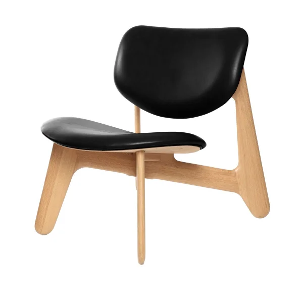 Tom Dixon Slab Loungesessel gepolsterter Sitz Natural oak-black leather