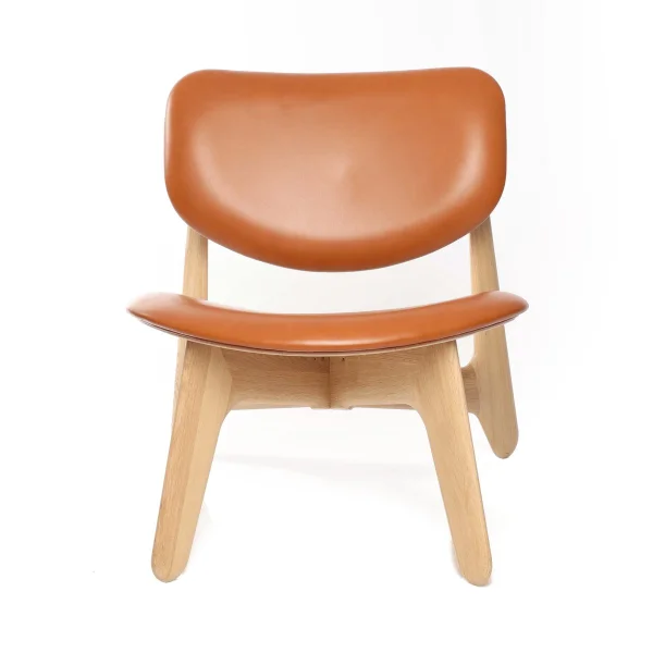 Tom Dixon Slab Loungesessel gepolsterter Sitz Natural oak-cognac leather