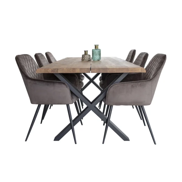 Tony Essgruppe , 1 Esstisch und 6 Stühle mushroom und Eiche.