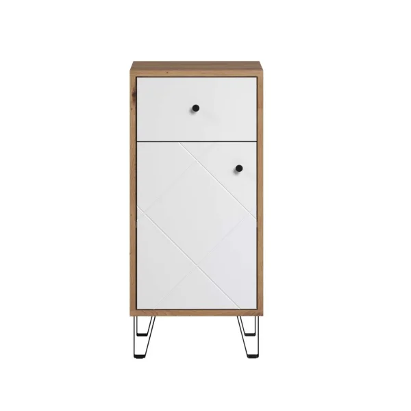 Touch Badschrank weiß matt, Eiche dekor.